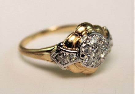 14K Two-Tone Gold VINTAGE Diamond Ring