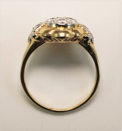 14K Two-Tone Gold VINTAGE Diamond Ring