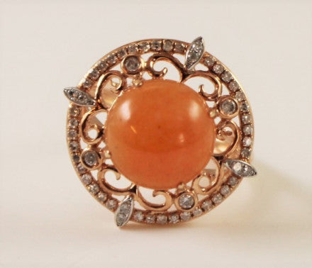 14K Peach Color Aventurine Ring