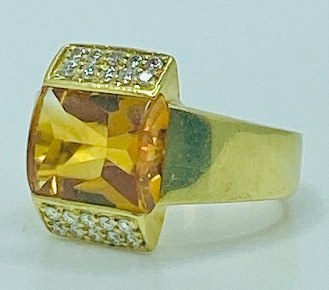 3.50ct Citrine and 0.30cttw Diamond Ring