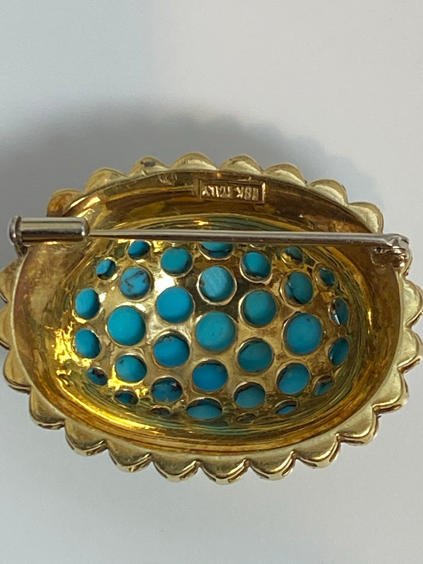18K Turquoise Brooch/Earring SET - VINTAGE