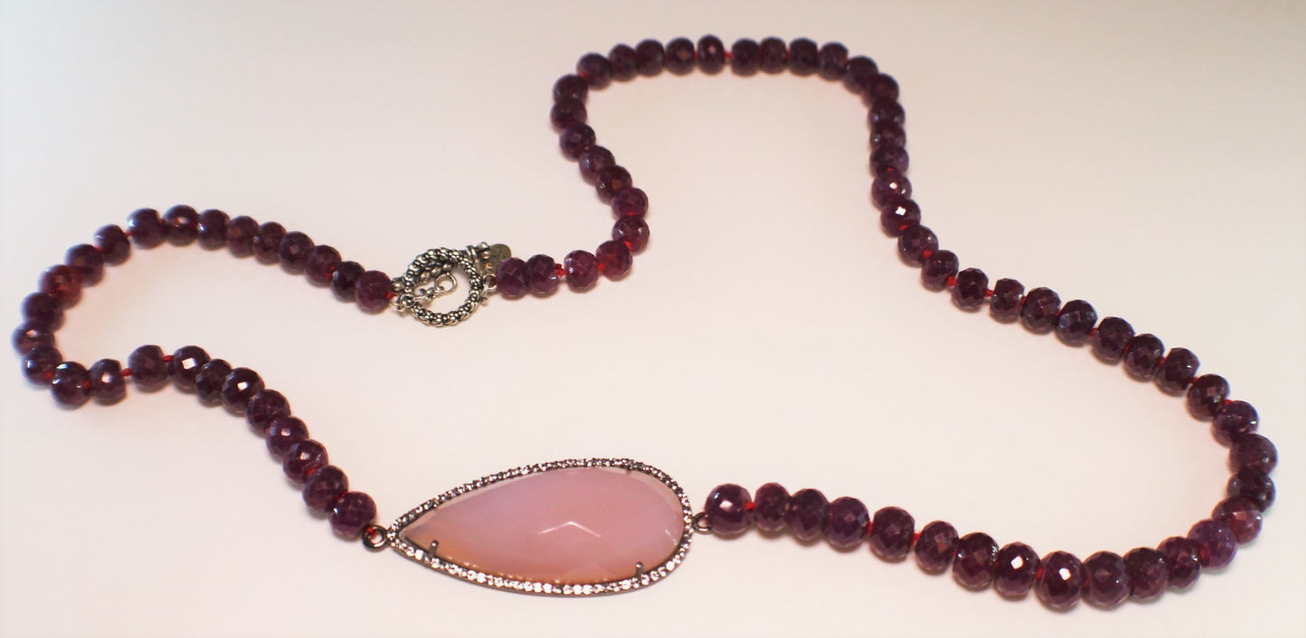 Samuel B Sterling Silver Ruby & Rose Quartz Necklace