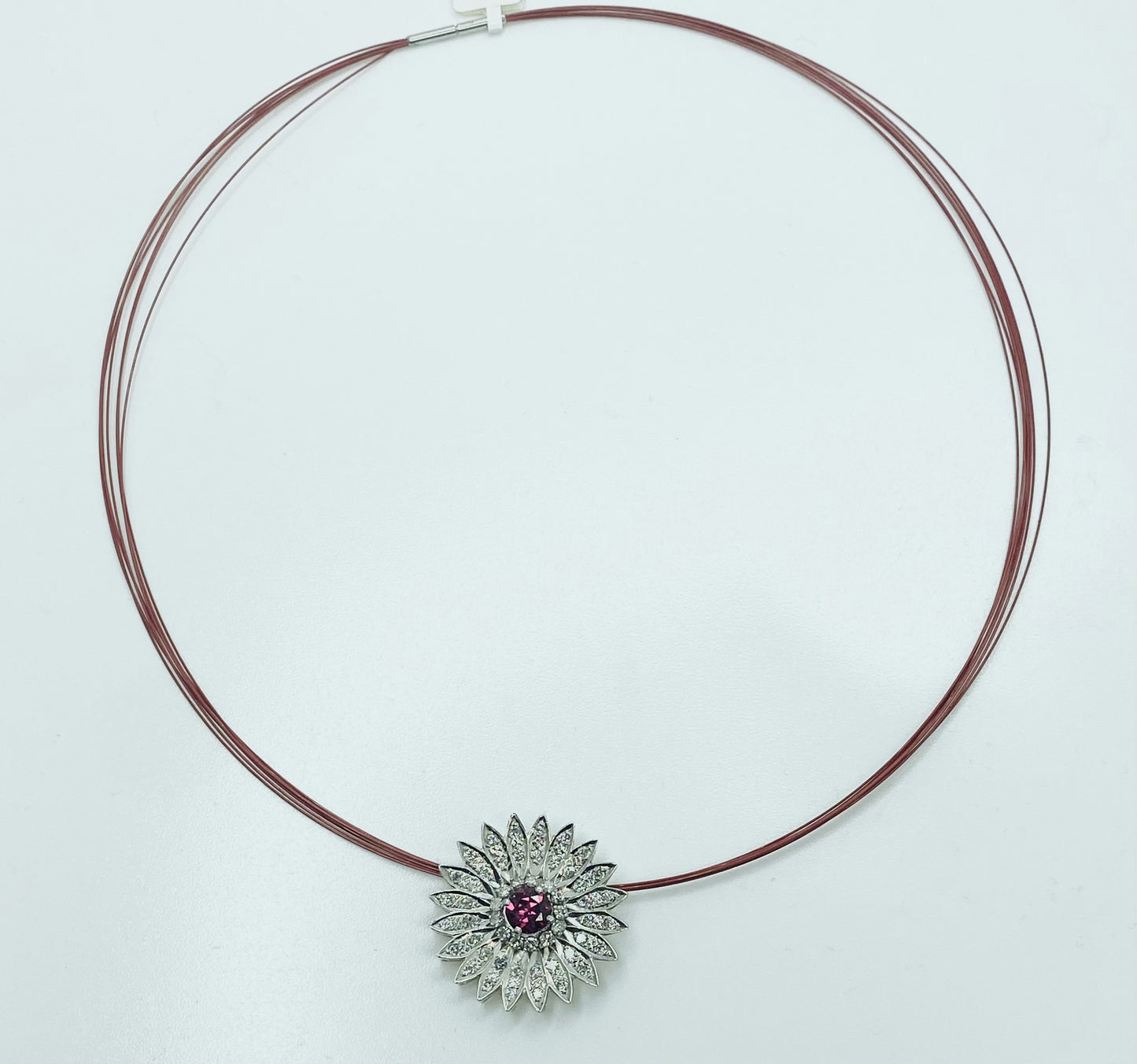 Rhodolite Garnet and Diamond Starburst Necklace