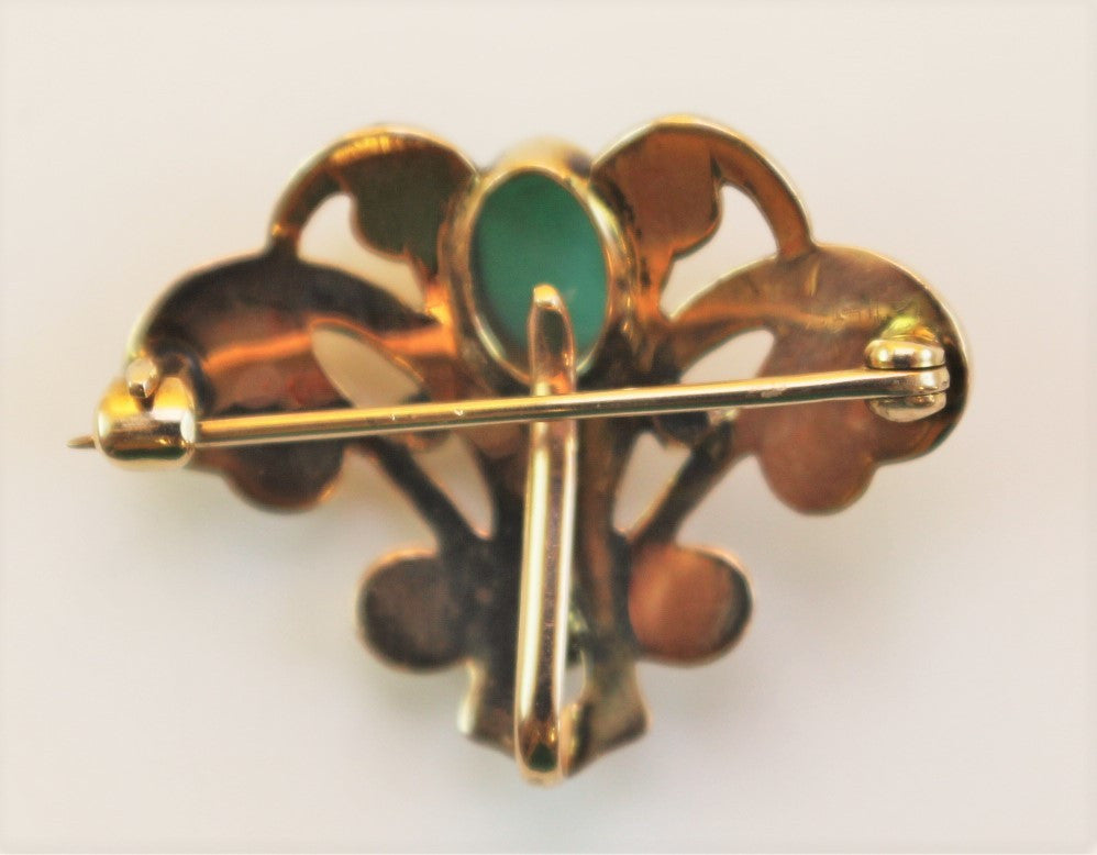 14K Turquoise & Pearl Pin/Pendant