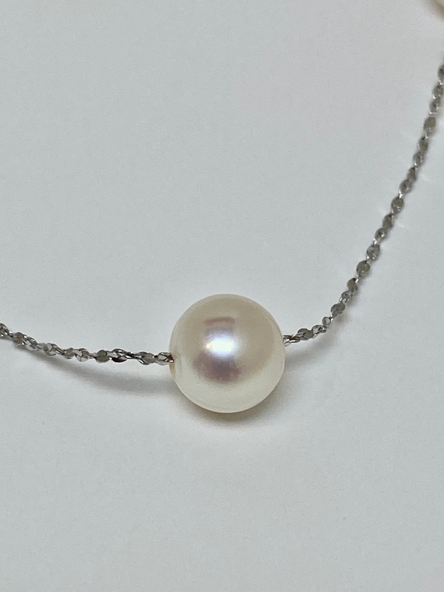 Sterling Silver Stationary Pearl Necklace
