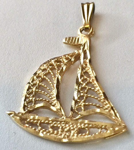 14K Sail Boat Charm/Pendant