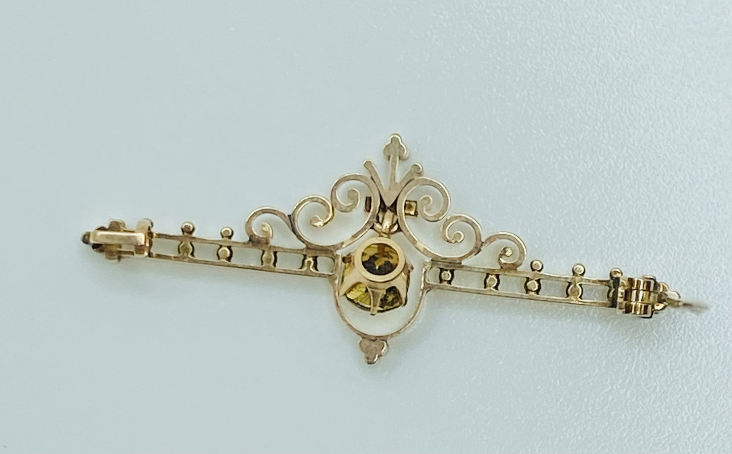 14K Foil Back Crystal Brooch CIRCA 1880