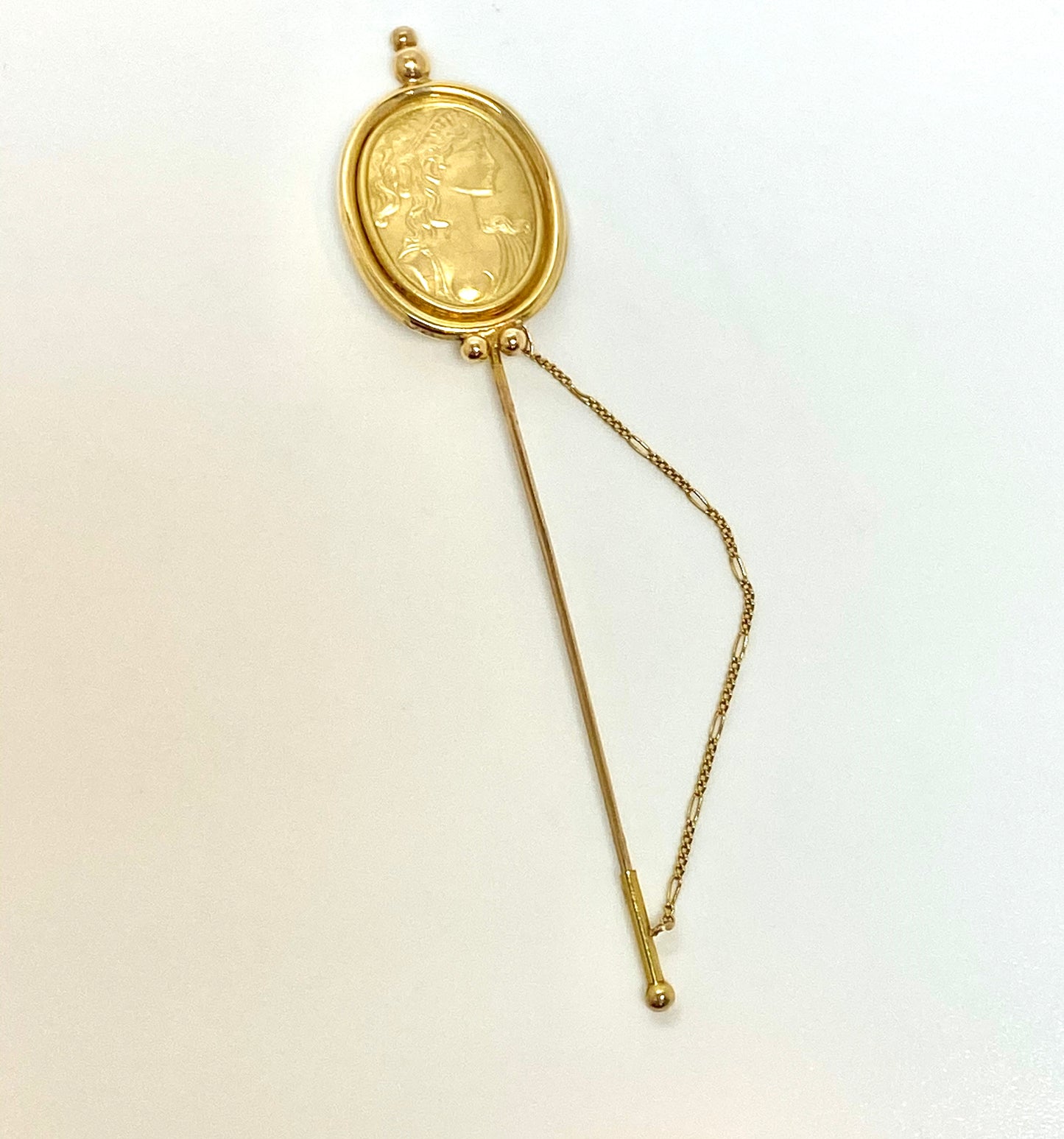 18K Italian Vintage Cameo Stick Pin