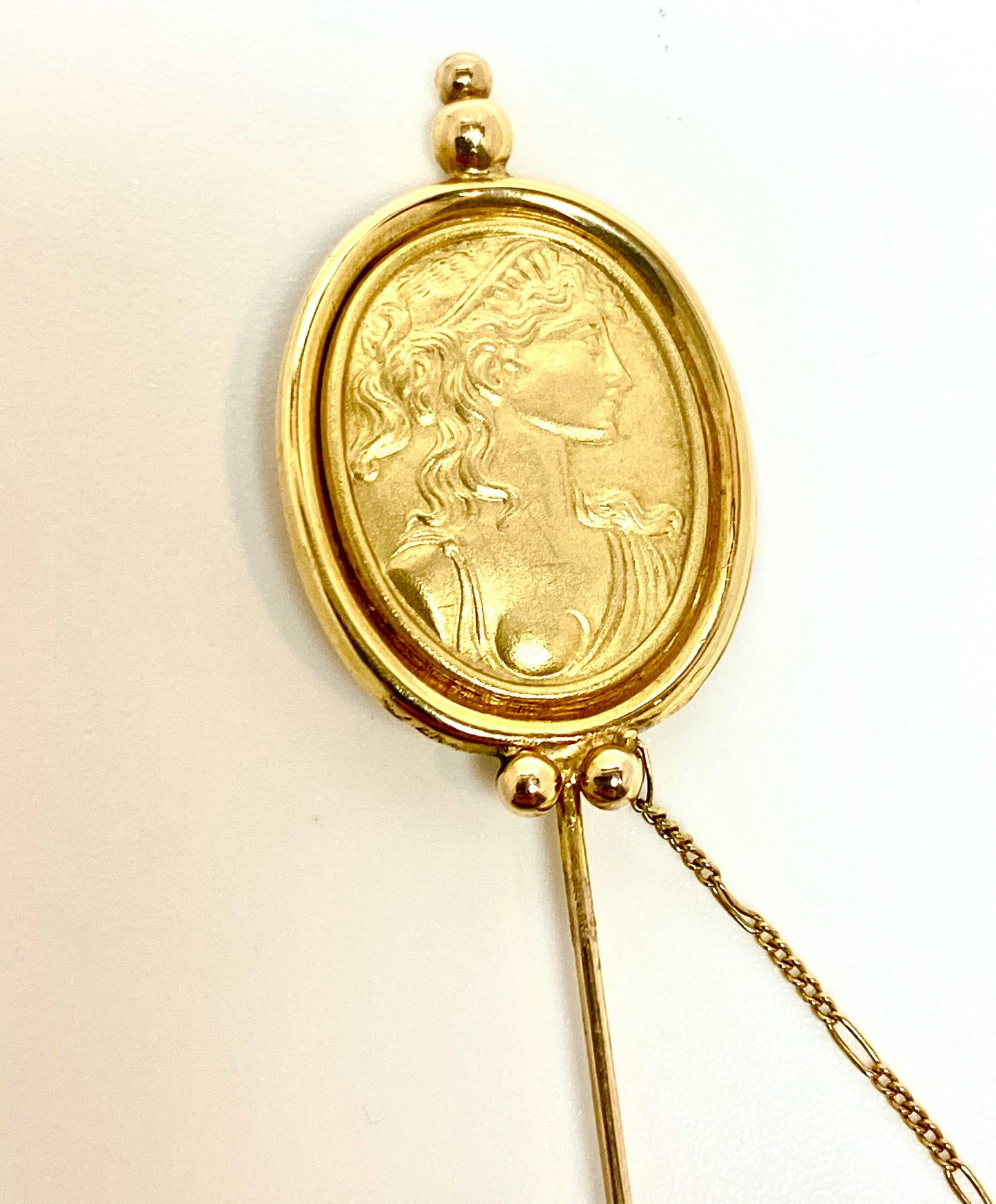 18K Italian Vintage Cameo Stick Pin