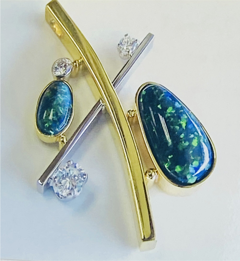 14K Australian Opal and Diamond Pendant - prospectjewelers-store