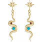 14K Turquoise & Ruby Snake Motif Earring