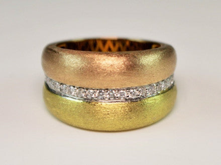 18k Tri-Color Gold Ring .32cttw Diamonds