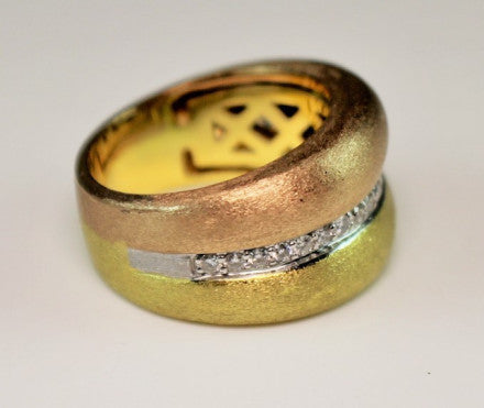 18k Tri-Color Gold Ring .32cttw Diamonds