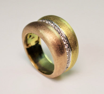 18k Tri-Color Gold Ring .32cttw Diamonds