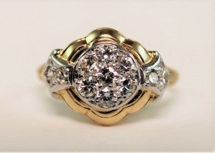14K Two-Tone Gold VINTAGE Diamond Ring