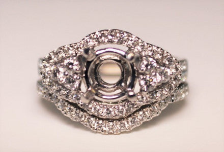 18K Semi-Mount Diamond Ring and Band SET