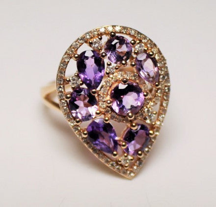 14K Amethyst & Diamond Ring