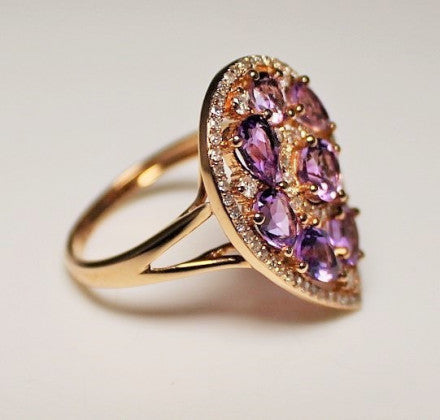 14K Amethyst & Diamond Ring