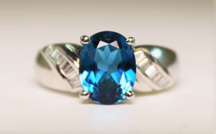 18K Blue Topaz & Diamond Ring