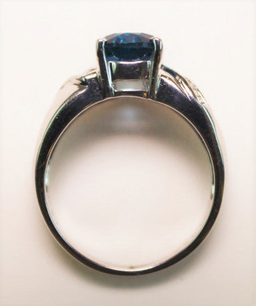 18K Blue Topaz & Diamond Ring