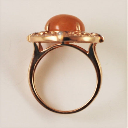 14K Peach Color Aventurine Ring