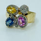 14K Multi-Color Sapphire and Diamond Ring