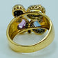 14K Multi-Color Sapphire and Diamond Ring