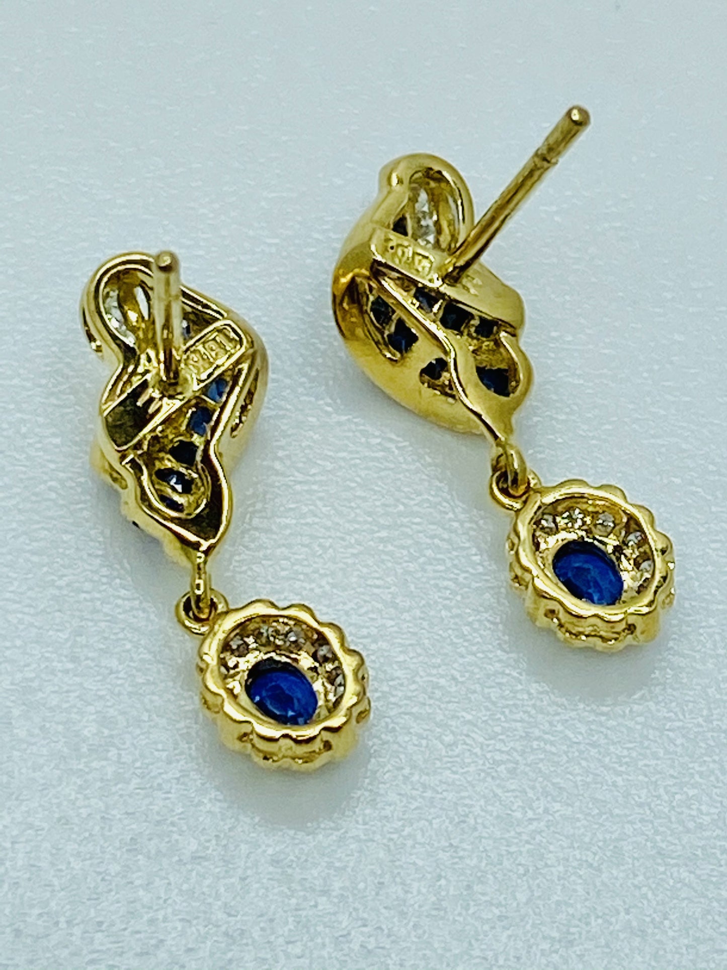 18K Diamond and Sapphire Earrings