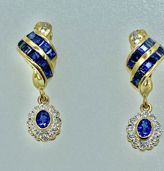 18K Diamond and Sapphire Earrings