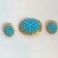18K Turquoise Brooch/Earring SET - VINTAGE