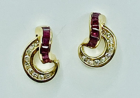 14K Ruby and Diamond Earrins
