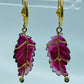 Carved Tourmaline Leaf Earrings with Diamond Accents