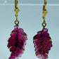 Carved Tourmaline Leaf Earrings with Diamond Accents