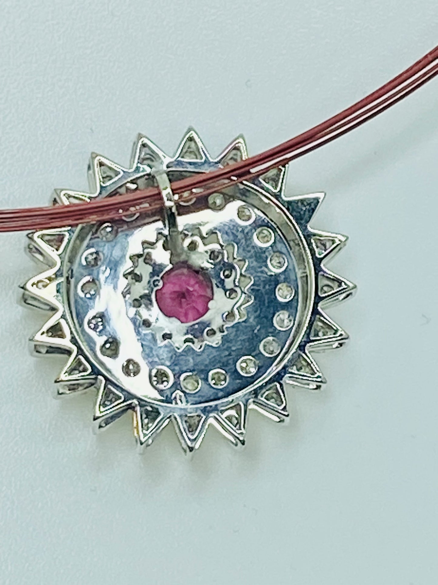 Rhodolite Garnet and Diamond Starburst Necklace