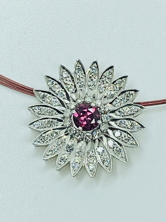 Rhodolite Garnet and Diamond Starburst Necklace