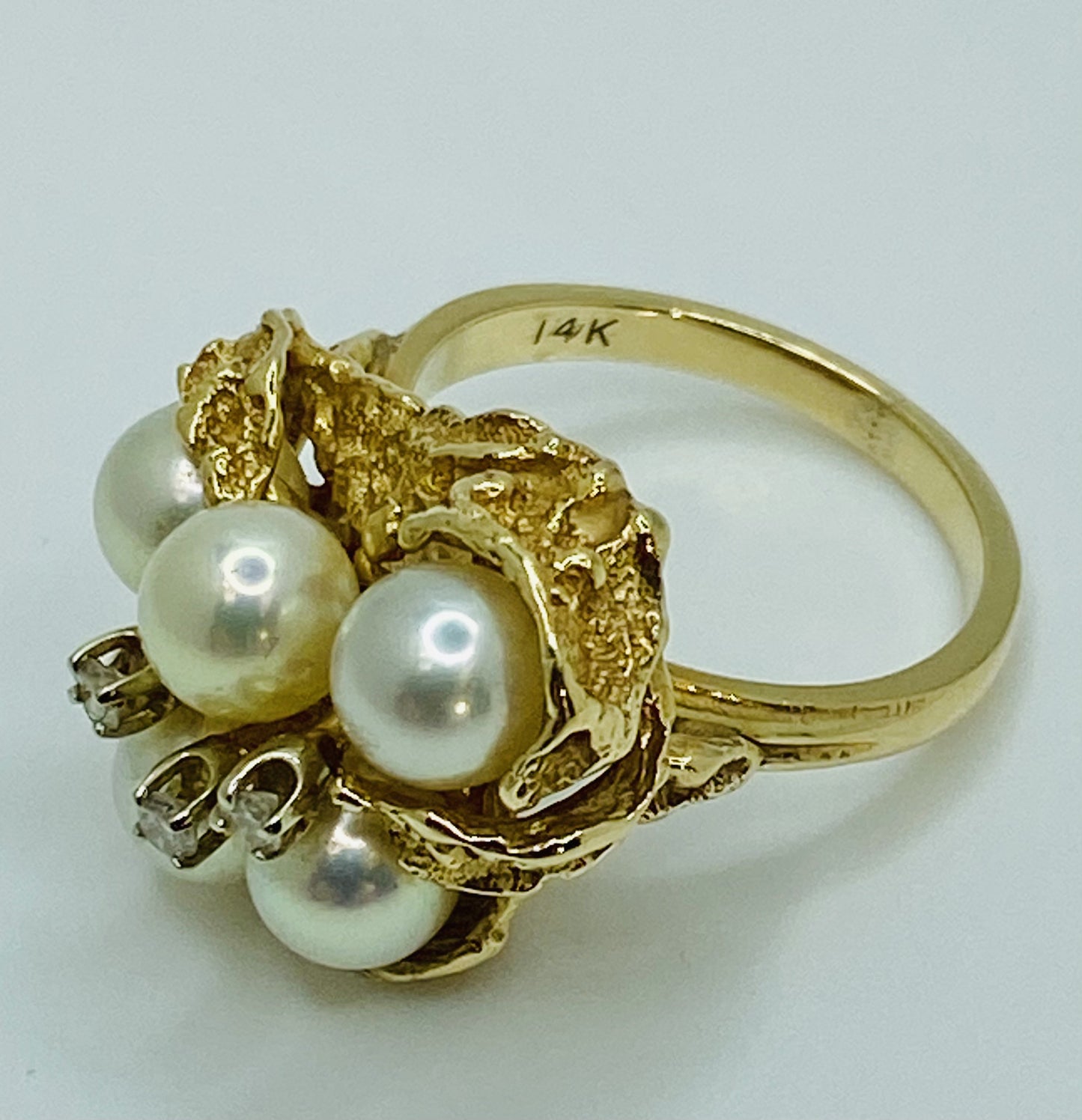 14K Pearl and Diamond Ring VINTAGE
