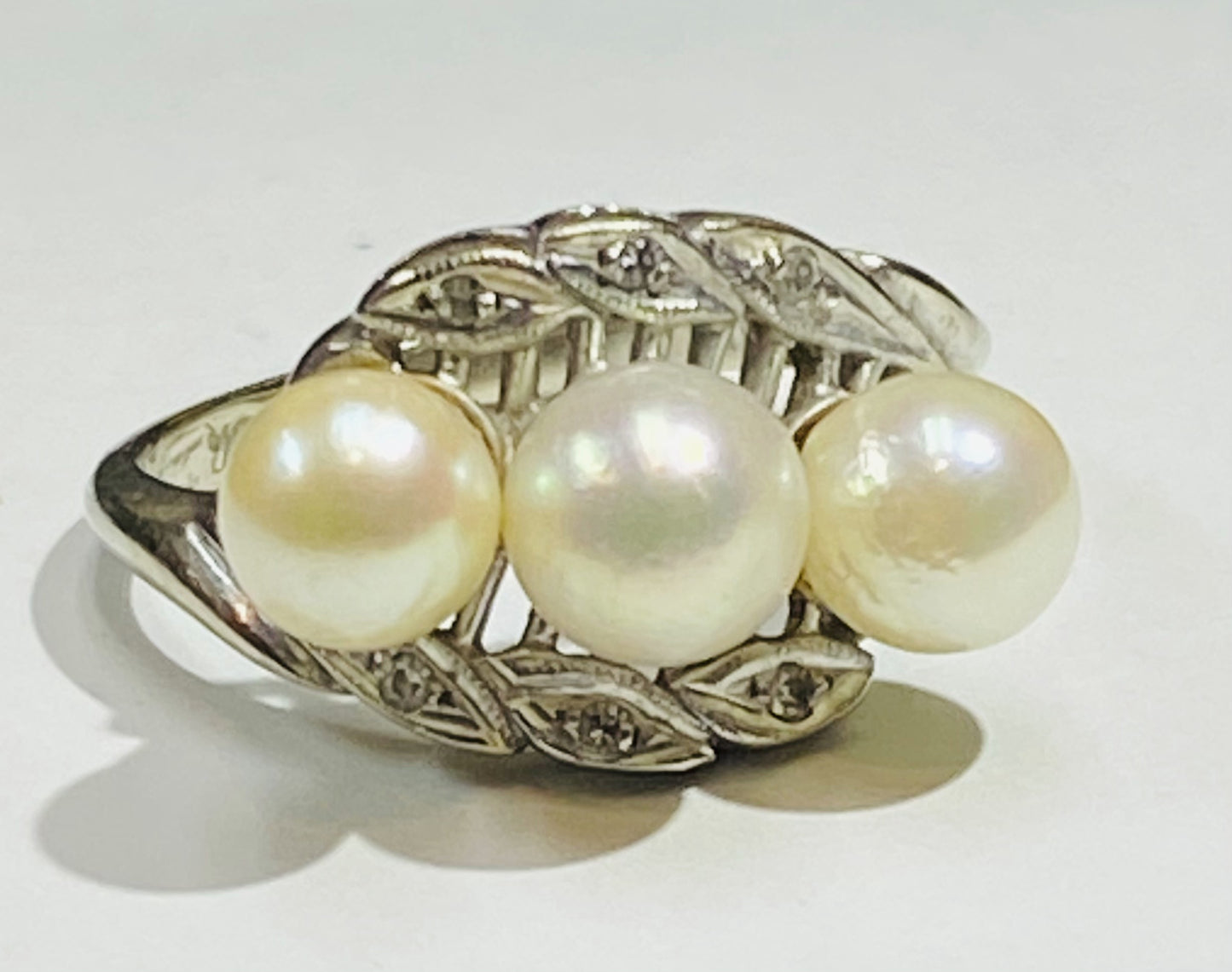 10K VINTAGE Pearl Ring