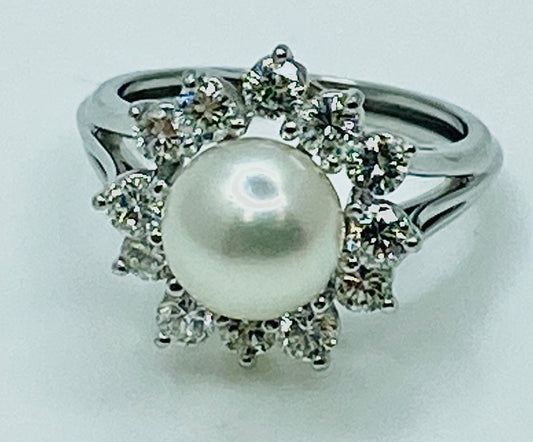 Akoya Pearl & Diamond Ring