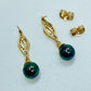 14K Cultured Black Pearl and Diamond Earrings
