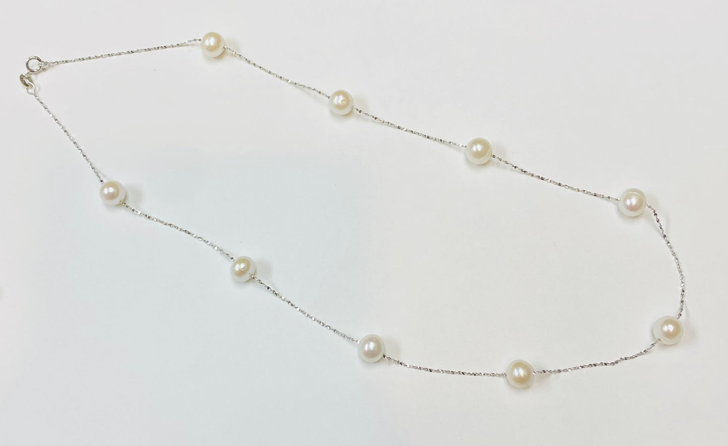 Sterling Silver Stationary Pearl Necklace
