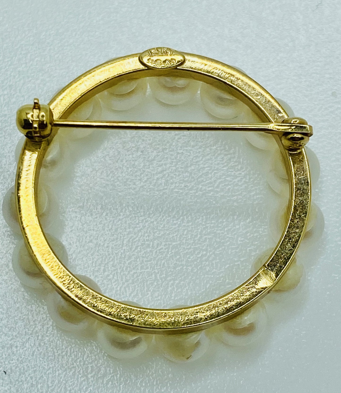 VINTAGE 14K Pearl Circle Pin