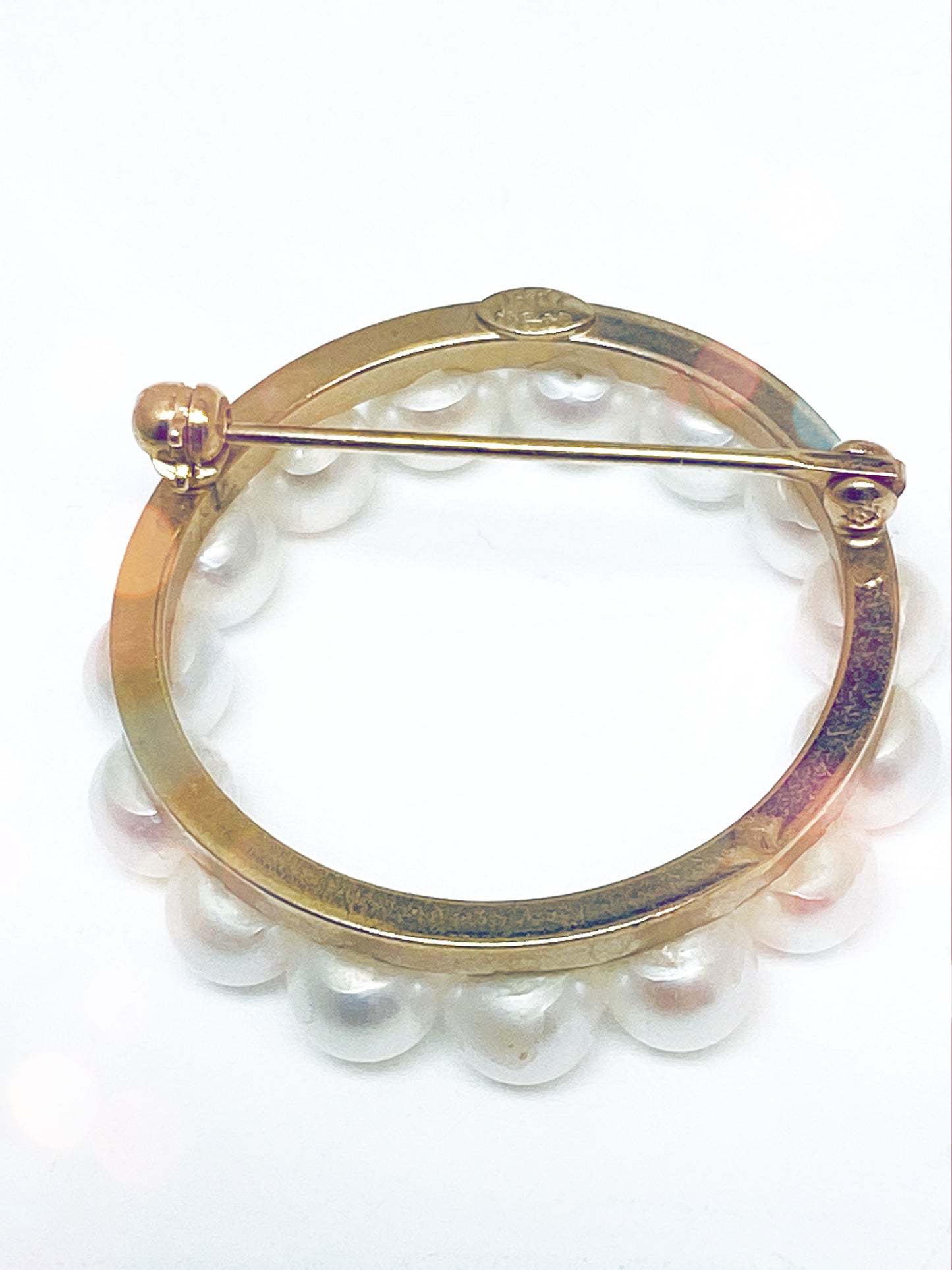 VINTAGE 14K Pearl Circle Pin