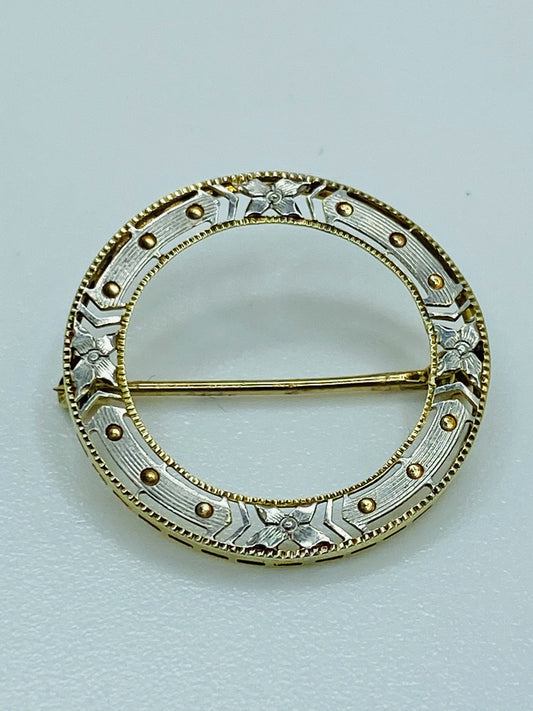 14K Gold Circle Pin VINTAGE