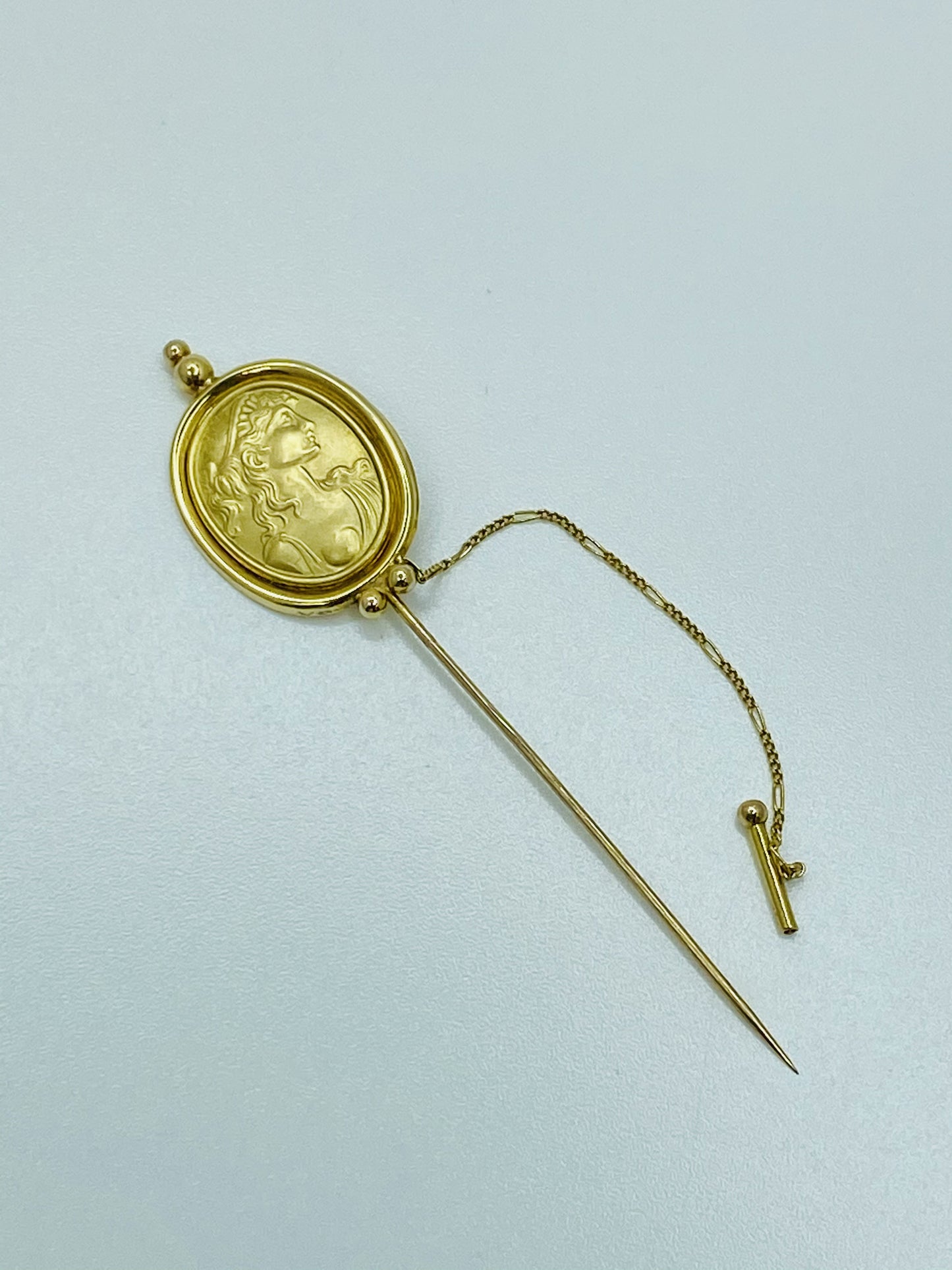 18K Italian Vintage Cameo Stick Pin