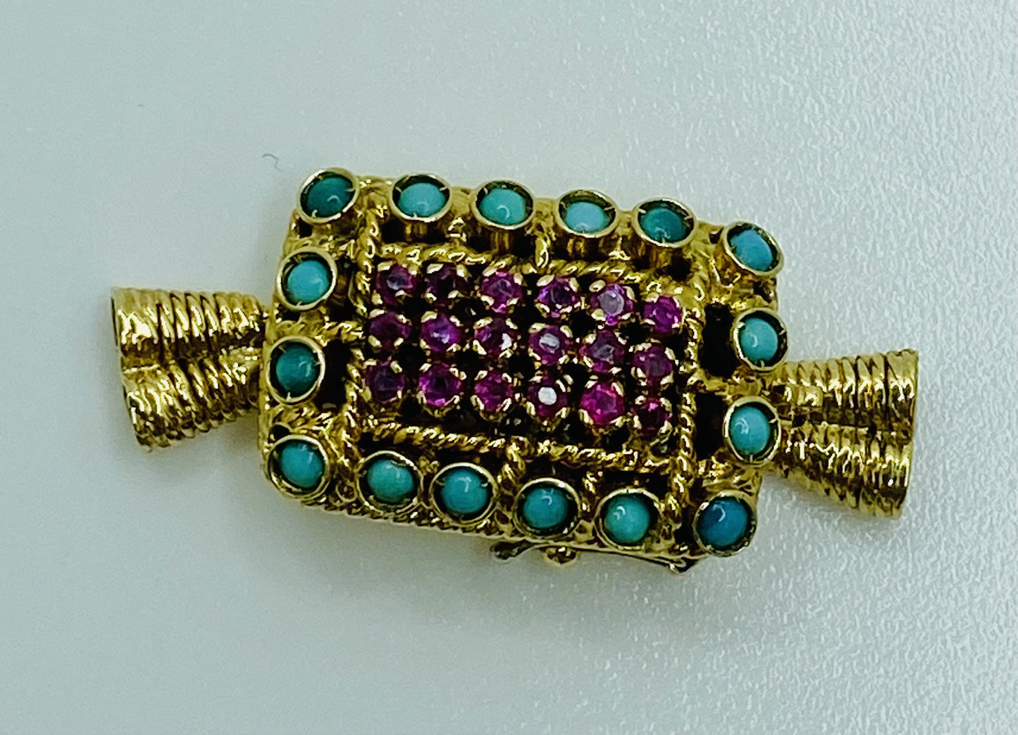 14K Ruby and Turquoise Pearl/Bead Clasp