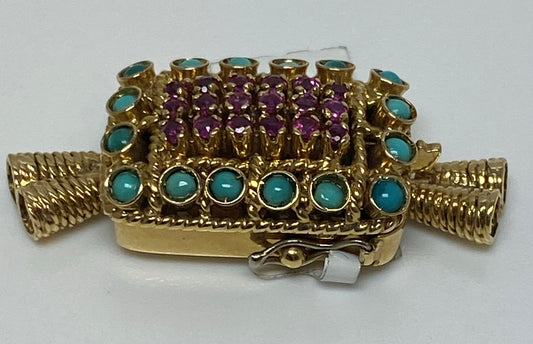 14K Ruby and Turquoise Pearl/Bead Clasp