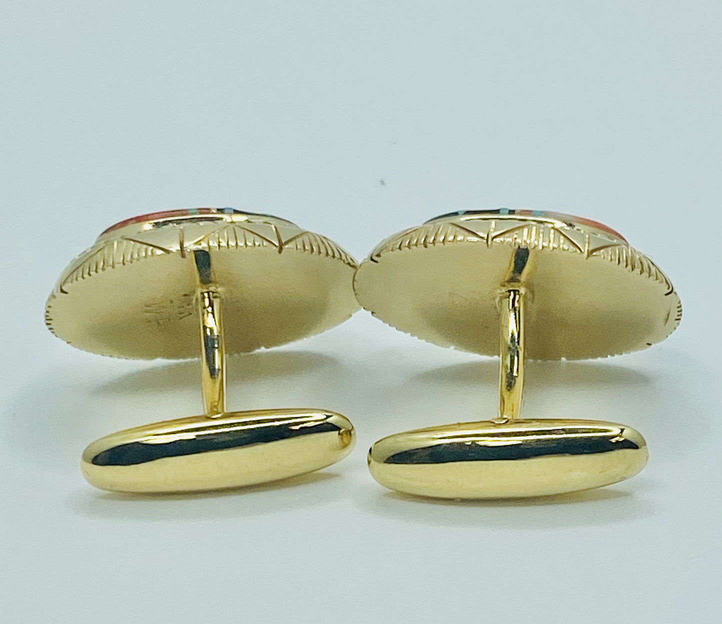 14K /18K Onyx, Coral, Turquoise Cuff Links