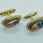 14K /18K Onyx, Coral, Turquoise Cuff Links