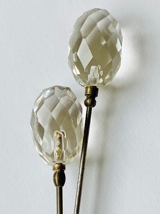 Matching Vintager Faceted Glass Hat Pins