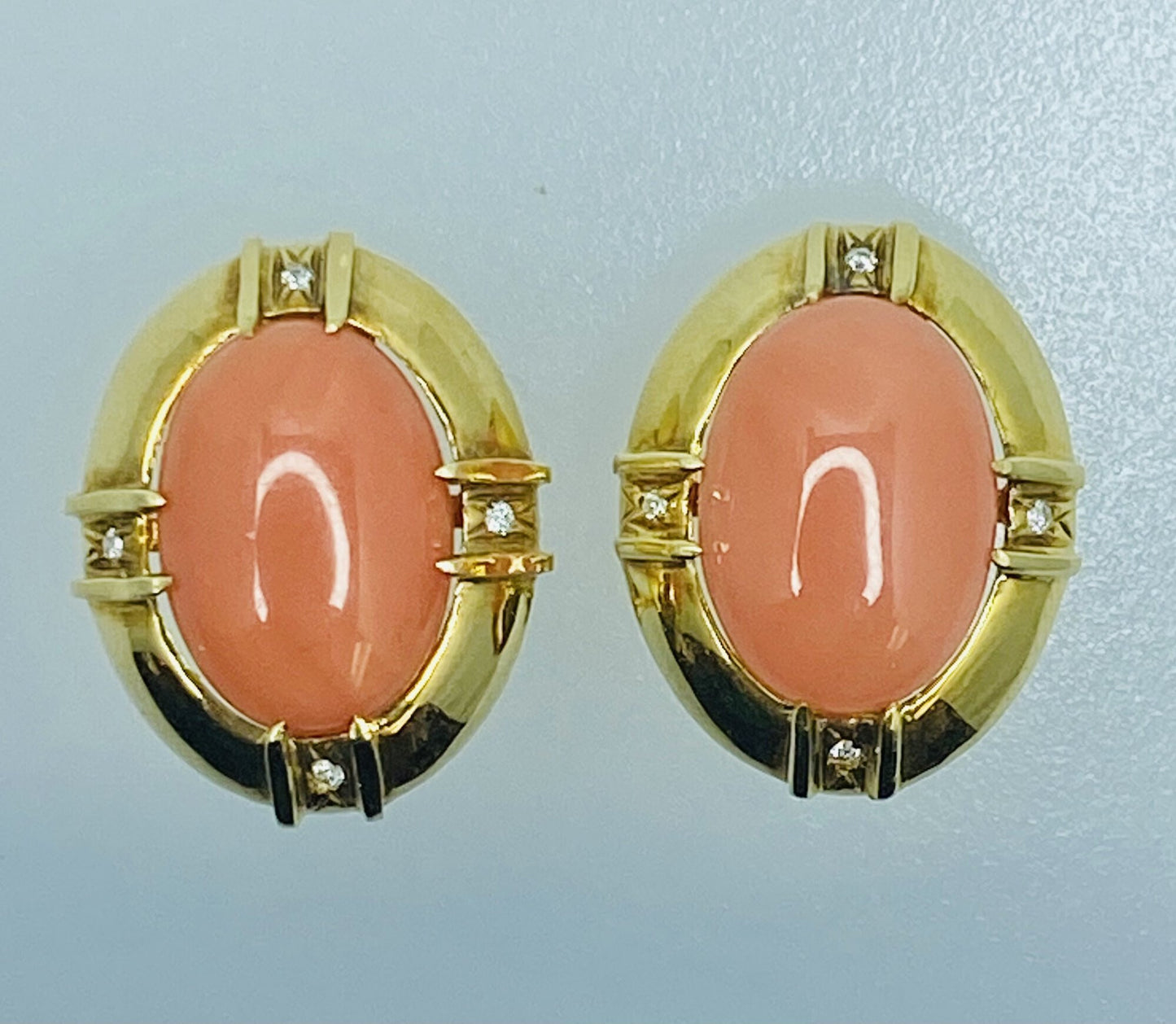 14K Carnelian & Diamond Vintage Earrings